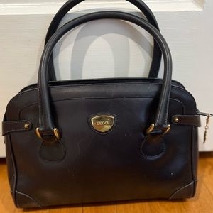 Rare Vintage Leather Gucci Bag in Navy